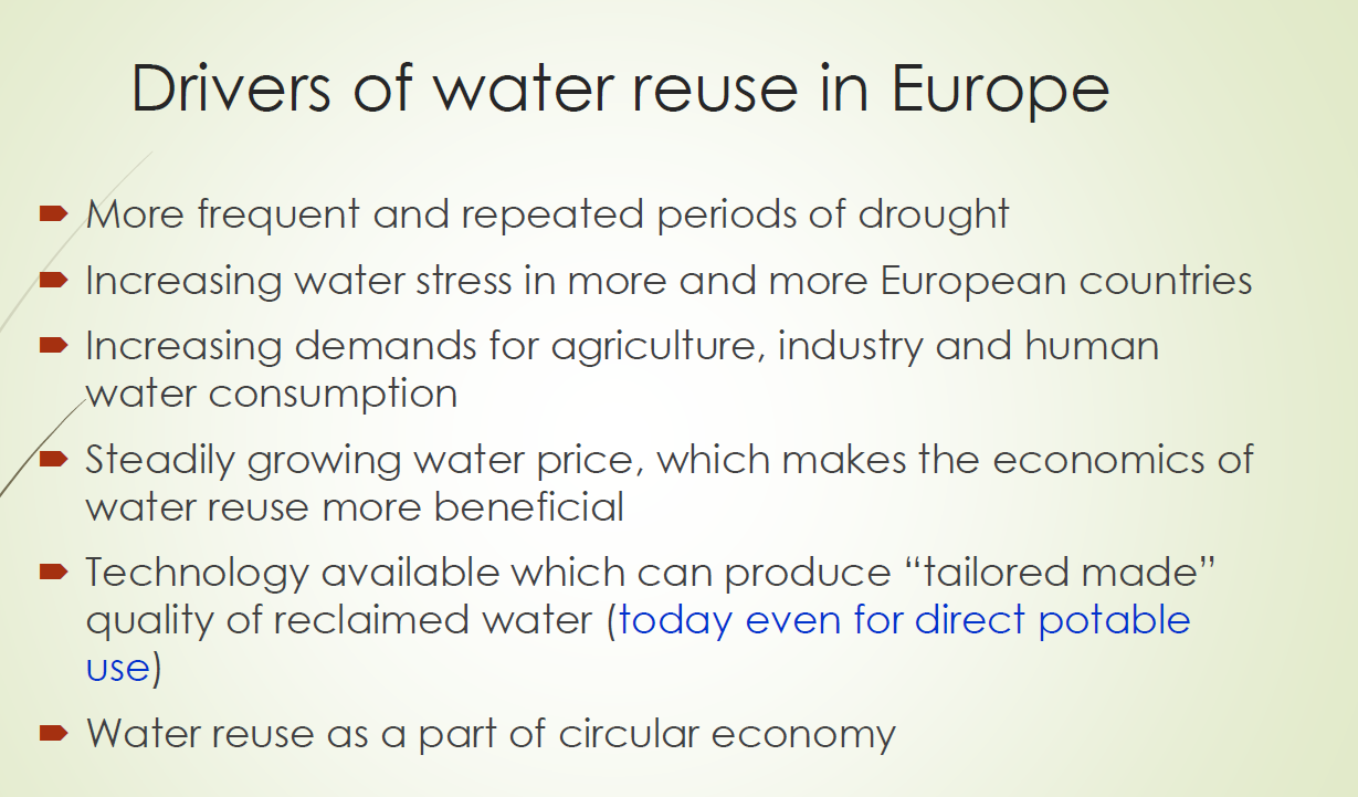 Drivers for water reuse in Europe