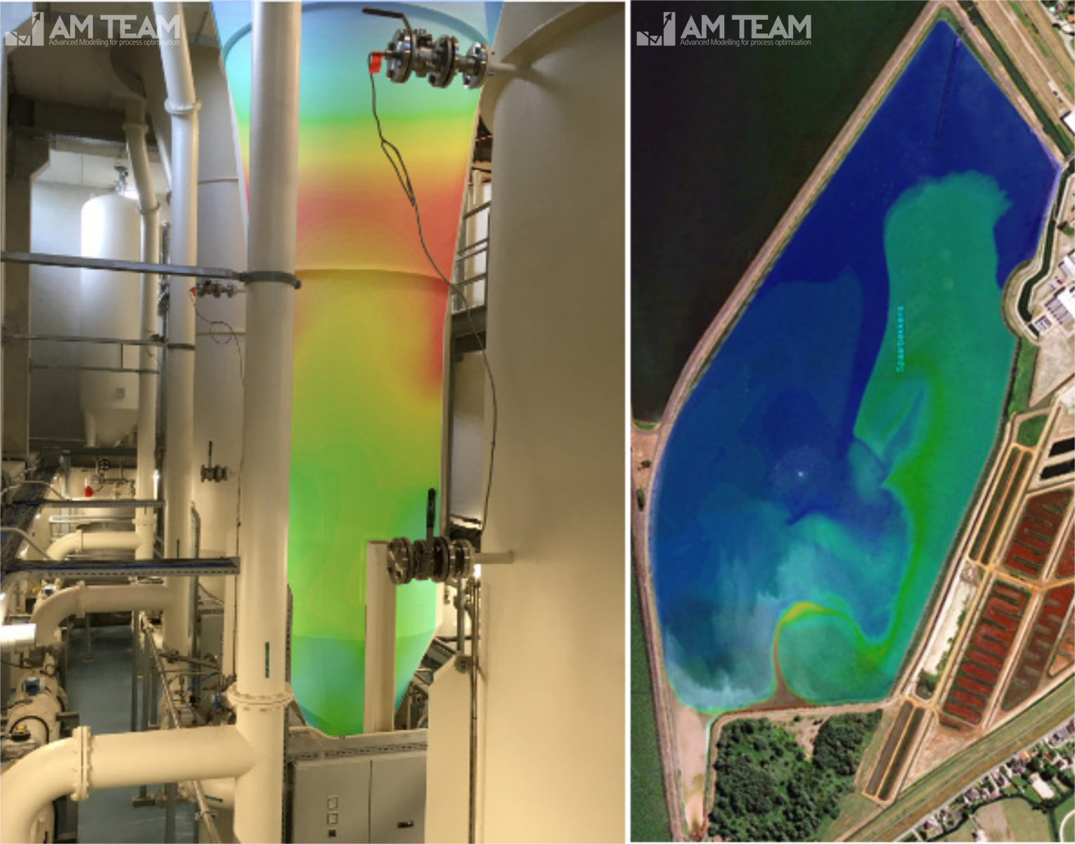 A water treatment plant with pellet softeners and storage basin and CFD simulations